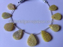 Yellow Druzy Pear Shape Beads